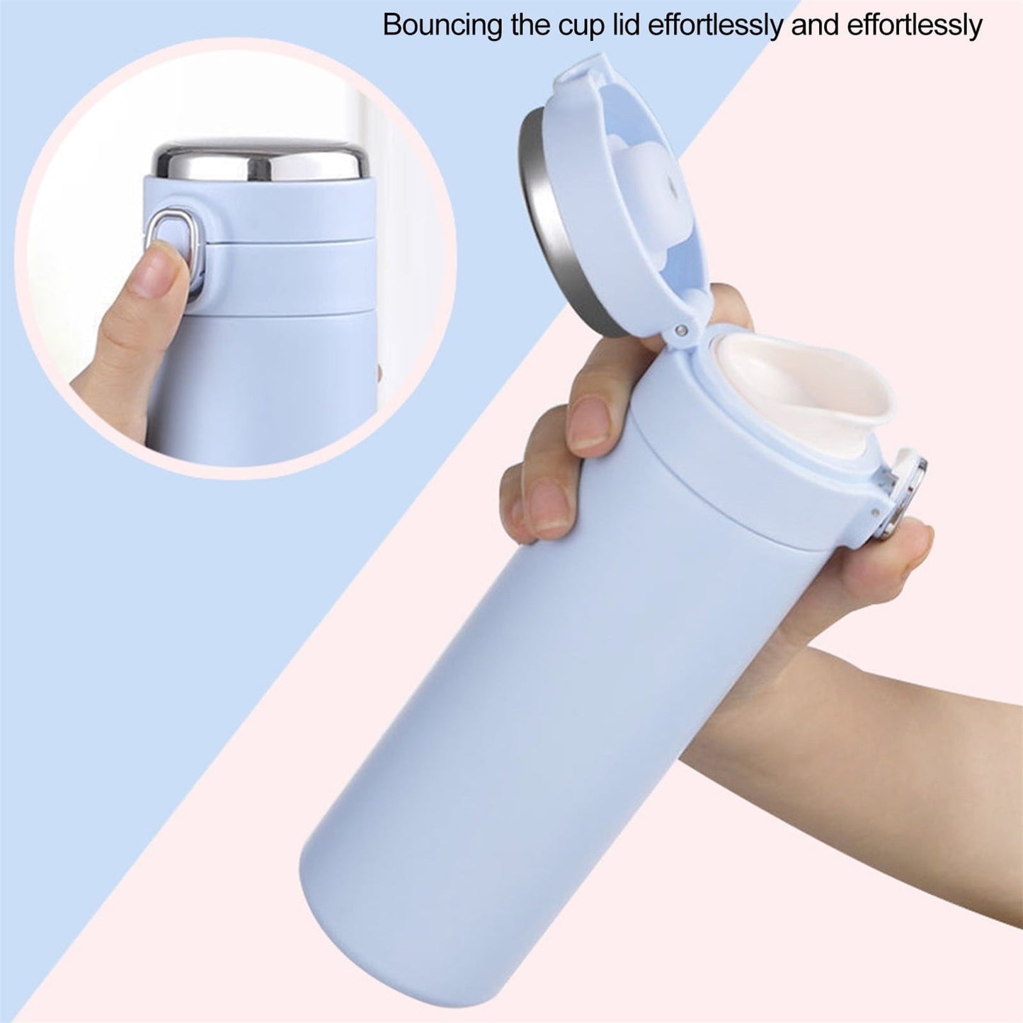 Glass and Bottle ! Stainless Steel Flask Vacuum Insulated Cup Drinking Bottle 350/420 Ml Led Screen Temperature Display Flask Water Bottle Perfect for Home Travel, Include Cup*1 Blue Kemu |Fashion Home Kitchen Beauty