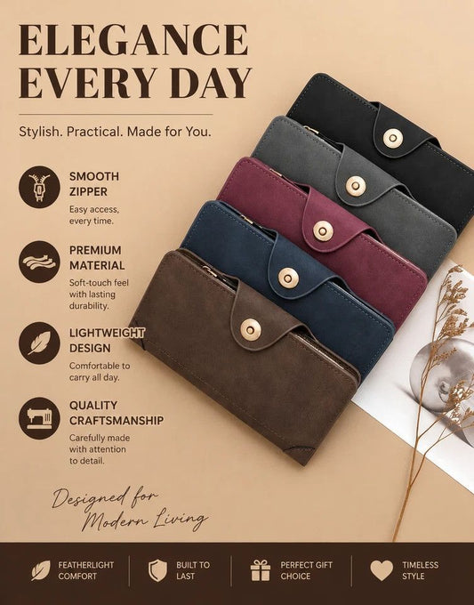 Two-Shade All-Solid Long Men Wallet 2 Pcs Combo, Magnetic Multi-Compartment Hand Clutch, Premium Festival Gift Option, Red & Coffee Kemu |Fashion Home Kitchen Beauty