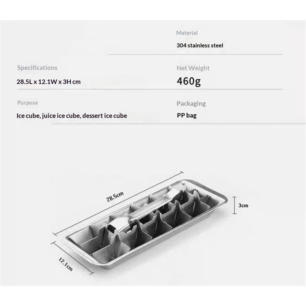 Stainless Steel Ice Cube Maker Tray,Lever Style Ice Cube Mold Quick To Making 18 Ice Cubes, Stainless Steel(silvery) Kemu |Fashion Home Kitchen Beauty