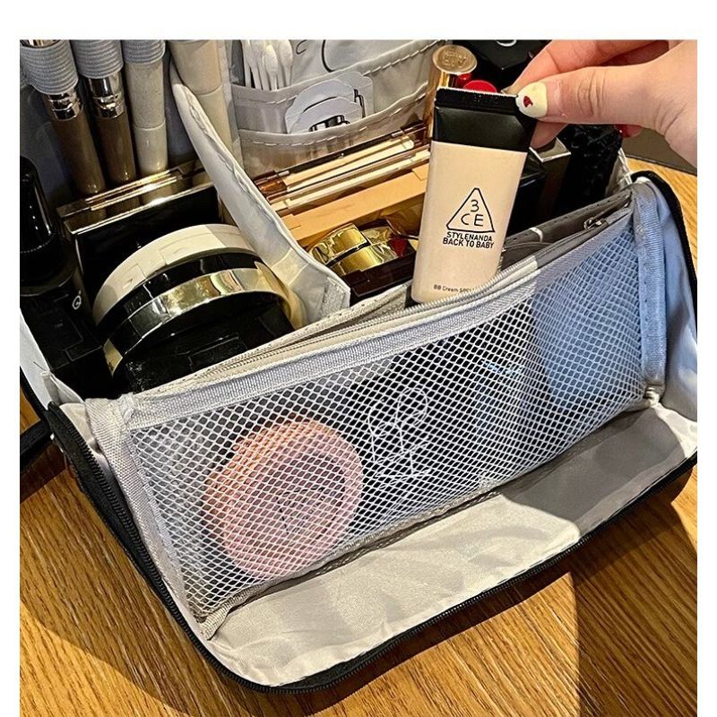 Portable Multi-Functional Toiletry Bag, Stand-Up Large-Capacity Storage Bag for Makeup Brushes, Cosmetics, and Toiletries, Jinbu Multi-Compartment Storage Bag - Black Kemu |Fashion Home Kitchen Beauty