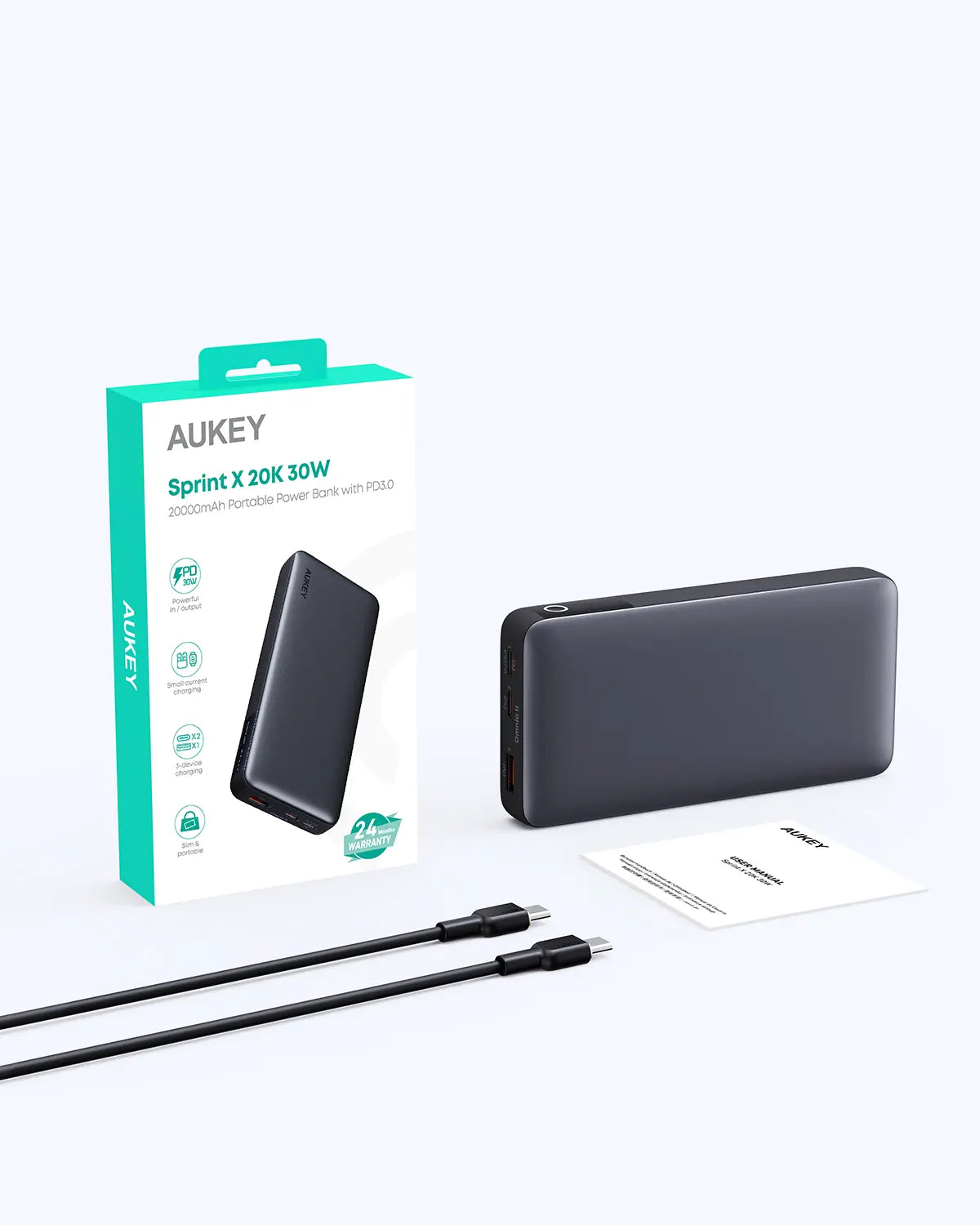 Aukey Sprint X 20K 30W 20000mAh Portable Power Bank with PD3.0 (PB-Y42) Kemu |Fashion Home Kitchen Beauty