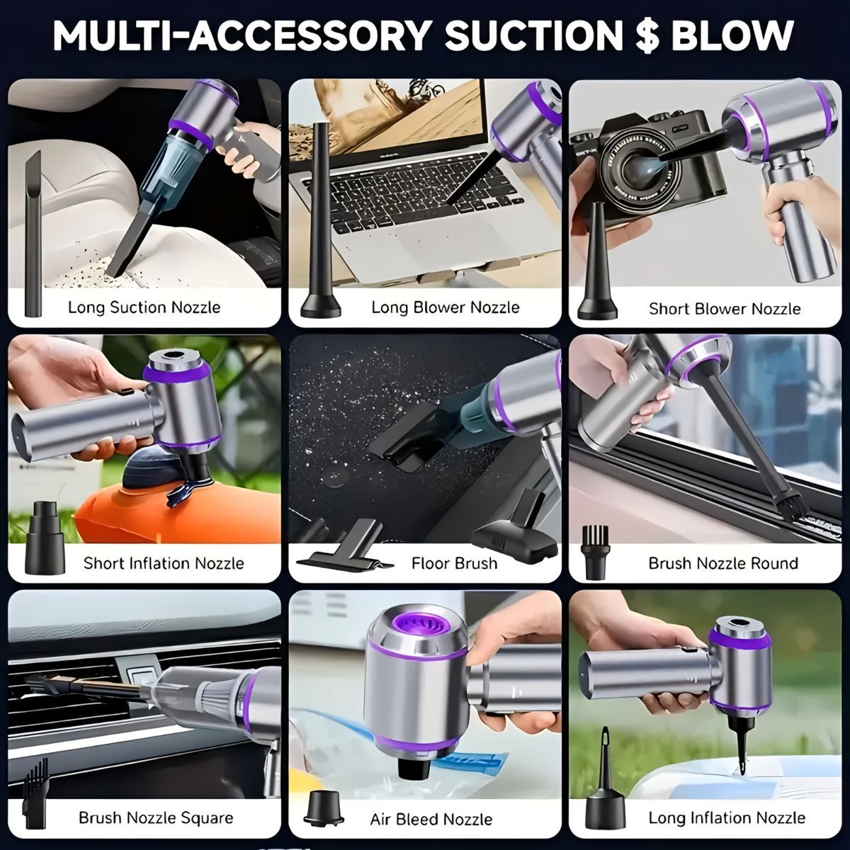 Portable Wireless Vacuum Cleaner 20000PA Vacuum 4-In-1 Vacuum Hand-Held - Gray - Size Brush - less motor with three - gear adjustment and power display Kemu |Fashion Home Kitchen Beauty