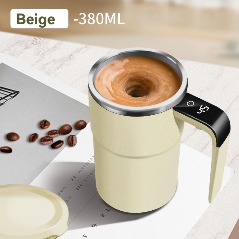 Self-Stirring Coffee Mug Automatic Stir Mug LED Temperature Mug Rechargeable - Black - Size 380ML Kemu |Fashion Home Kitchen Beauty
