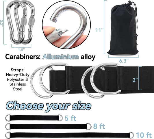 5ft Heavy-Duty Tree Swing Straps Kit – 2000lb Capacity, Includes Carabiners & Felt Protectors for Kids’ Backyard Swings (Black) Kemu |Fashion Home Kitchen Beauty