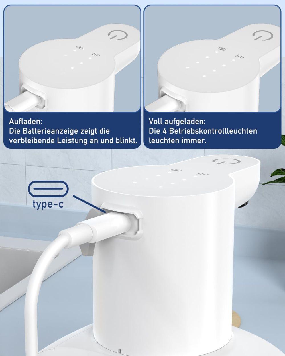 500ml Rechargeable Automatic Soap Dispenser Wall Mounted with 4 Levels, Compatible with Kitchen and Bathroom Kemu |Fashion Home Kitchen Beauty