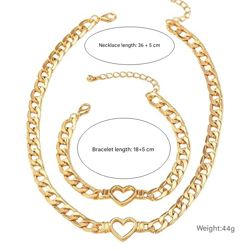 Gold-Plated Heart and Wings Choker Necklace Set, Layered Alloy Cuban Link Jewelry for Women Kemu |Fashion Home Kitchen Beauty