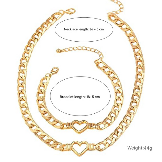 Gold-Plated Heart and Wings Choker Necklace Set, Layered Alloy Cuban Link Jewelry for Women Kemu |Fashion Home Kitchen Beauty