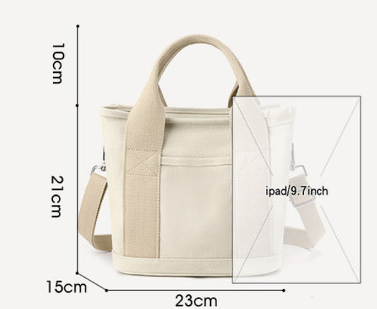Small Canvas Tote Crossbody Bag with Adjustable Strap, Fits 9.7 Inch Tablet, Navy Blue Kemu |Fashion Home Kitchen Beauty