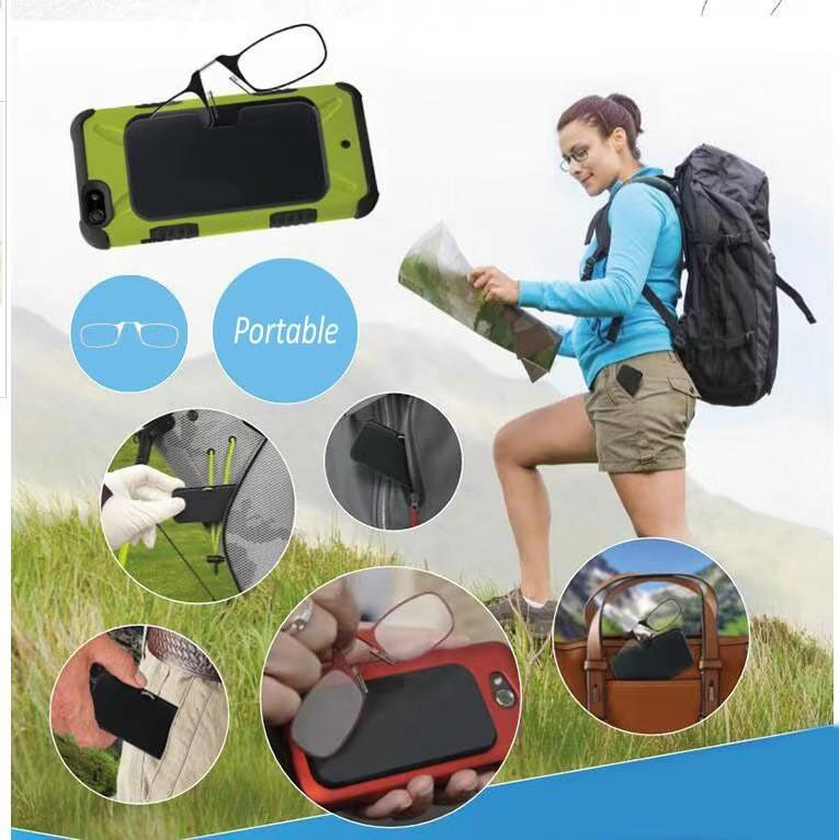 Nose Clip Reading Glasses No Legs Mini Portable Presbyopic Glasses With Sticky Phone Case Ultra Light PC Lens Readers +2.00 Kemu |Fashion Home Kitchen Beauty