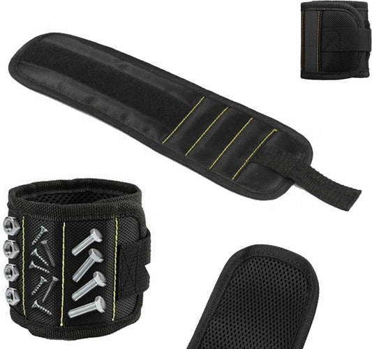 Magnetic Bracelet With 3 Magnetic Pockets | Wrist Tool Belt | Screw Wristband | DIY Bracelet | One Size | Black Kemu |Fashion Home Kitchen Beauty