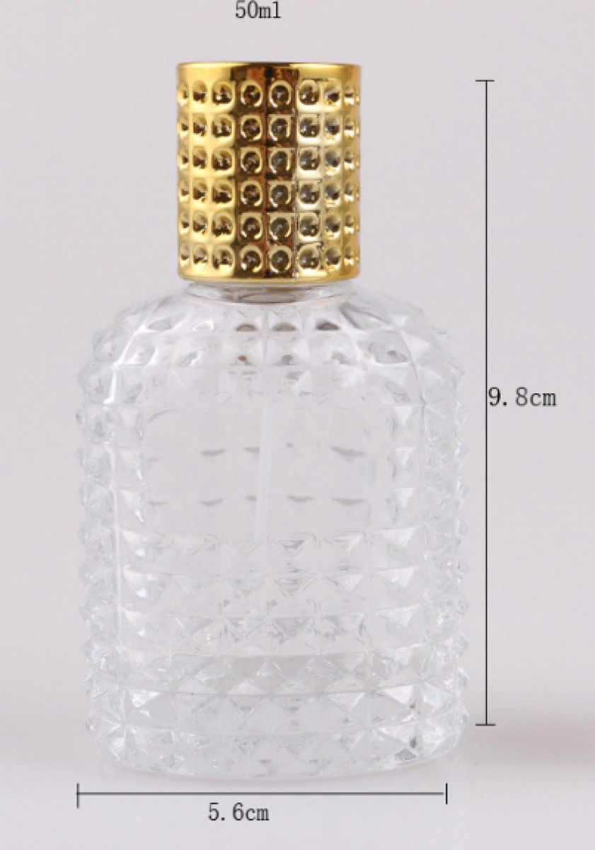 Mini perfume bottles - 50ml - Empty spray bottle - Travel bottle - Perfume atomizer - Perfume bottles - Refillable - Gold - Transparent - Glass - For travel, going out, handbags Kemu |Fashion Home Kitchen Beauty