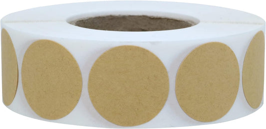 1000PCS Kraft Circle Stickers, 1 Inch Round Blank Garage Sale Price Stickers, Kraft Coding Tag Labels, Brown Natural Envelope Seals for Home, Classroom, Jam, Canning Jar Labels