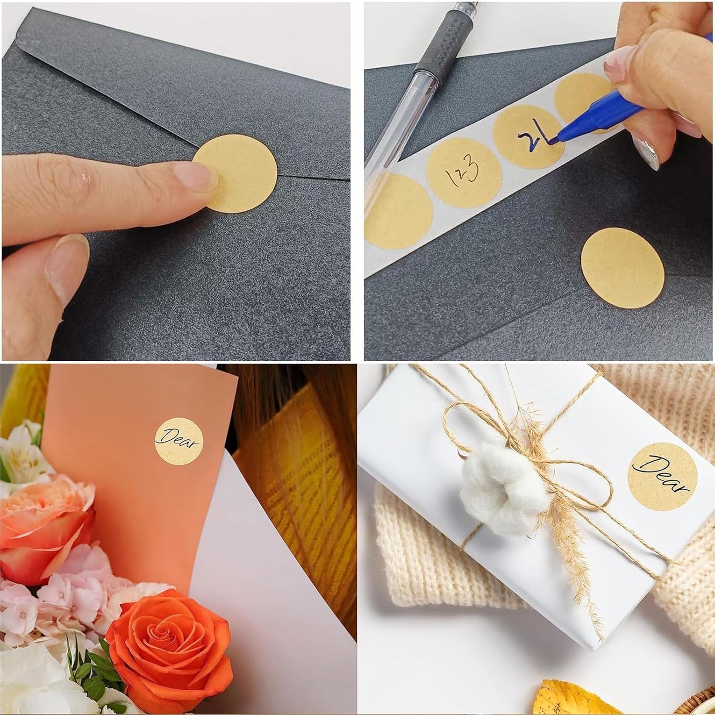 1000PCS Kraft Circle Stickers, 1 Inch Round Blank Garage Sale Price Stickers, Kraft Coding Tag Labels, Brown Natural Envelope Seals for Home, Classroom, Jam, Canning Jar Labels Kemu |Fashion Home Kitchen Beauty