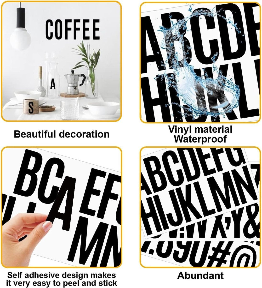 letter stickers - 10-sheet vinyl letter stickers - 2-inch self-adhesive alphabet and number stickers - waterproof - suitable for mailboxes, windows, doors, cars, boats, house numbers (black) Kemu |Fashion Home Kitchen Beauty