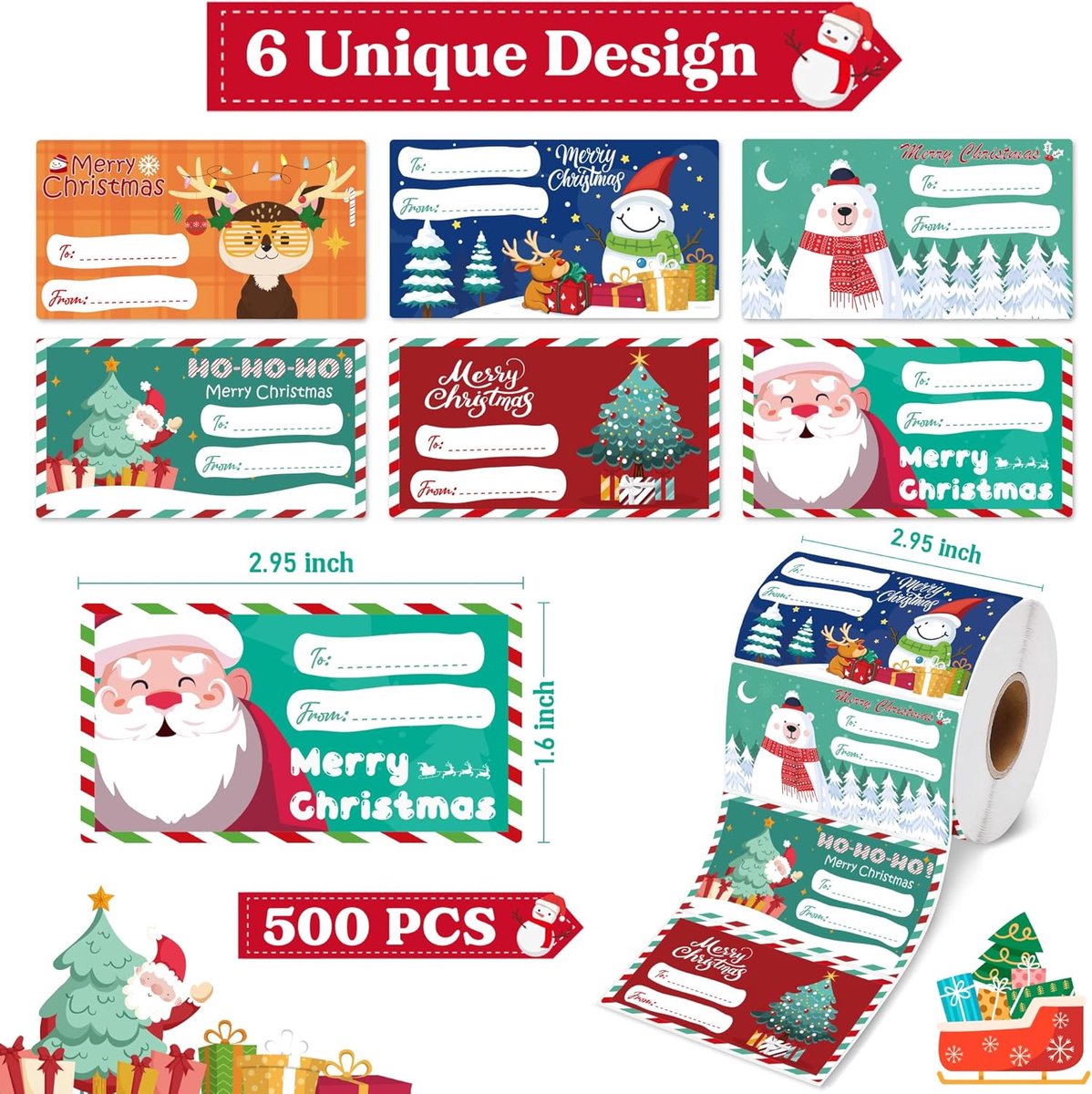Labels - (500 sheets) - Gift labels - Label stickers - Handwritten labels - Christmas gift labels - Christmas gifts for women, men and mothers - Christmas wrapping paper - Christmas decorations - 7.5*4 cm Kemu |Fashion Home Kitchen Beauty