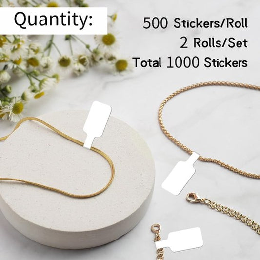 1000 Self-Adhesive Price Tags for Jewelry – Blank Labels for Necklaces, Earrings, Bracelets, Rings and Clothing