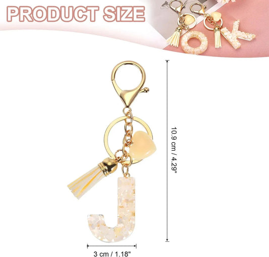 Initial Letter Keychain Charm with Tassel and Lobster Clasp for Bags and Keys Gold J, Letter J Option, Daily Comfort Use Kemu |Fashion Home Kitchen Beauty