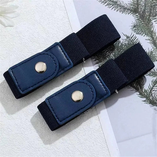 2 Pack No Buckle Stretch Belt for Women and Men, Elastic Invisible Waist Belt for Jeans, Side-Fastening Buckle-Free Belt, Black Kemu |Fashion Home Kitchen Beauty