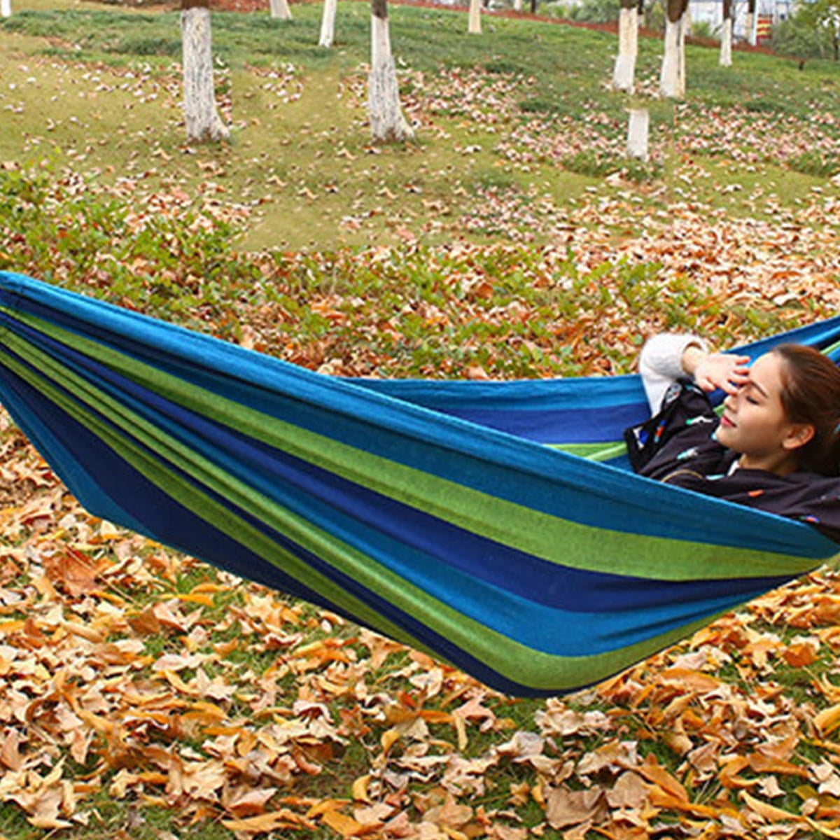Hammocks for Adults Canvas Blue 1Set 110x31in Kemu |Fashion Home Kitchen Beauty