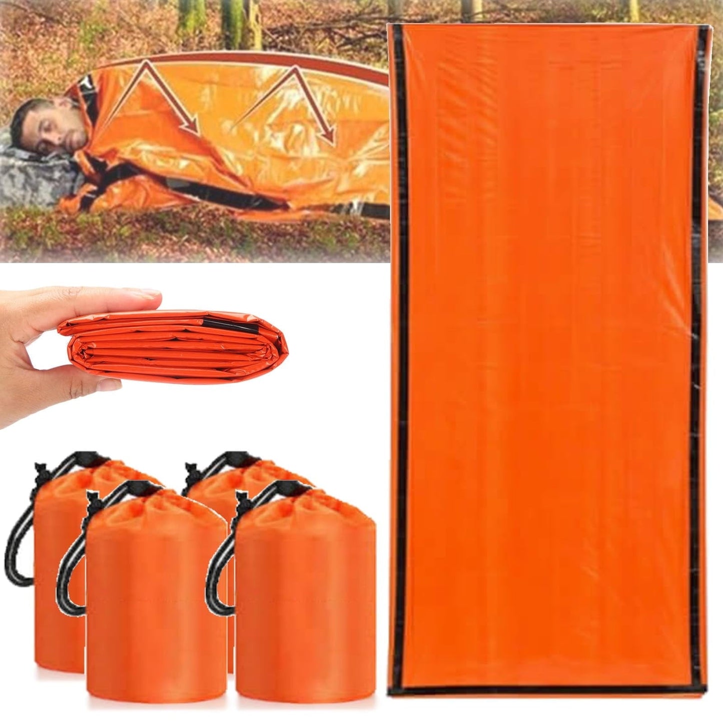 4 Pieces Emergency Sleeping Bag, Waterproof Emergency Sleeping Bags for Survival, Sleeping Bag, Pocket Size Survival Blanket, 84X91.4 cm Kemu |Fashion Home Kitchen Beauty