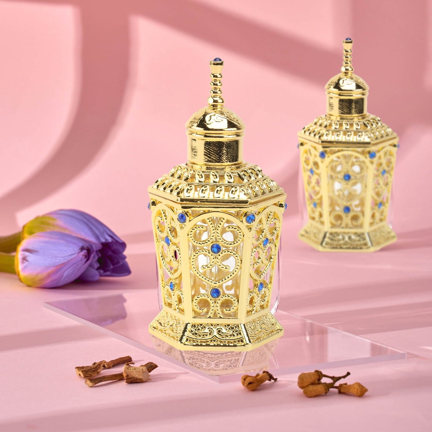 Golden Glass Perfume Bottle with Craftsmanship 1Pc Kemu |Fashion Home Kitchen Beauty