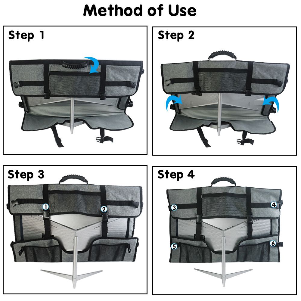 27 Inch Monitor Carrying Case, Universal 27" Computer Monitor Bag with Rubber Handle and Pockets, Gray Kemu |Fashion Home Kitchen Beauty