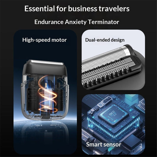 Men's electric shaver: dual blade shaver, LED display screen, USB-C fast charging, waterproof - very suitable for travel and shaving at home(black) Kemu |Fashion Home Kitchen Beauty