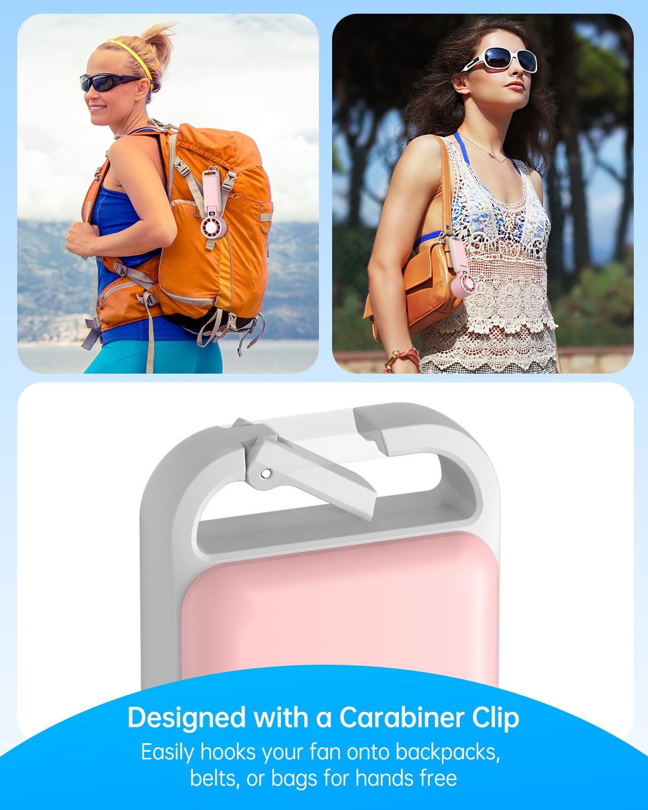 Portable Handheld Turbo Fan with Ice Cooling, 5 Speed Battery Rechargeable Foldable 2in 1 Mini Fan,Desk Fan, Quiet Personal Fans for Outdoor, Travel, Camping, Hiking, Working pink (16.8*5.3*4.7cm) Kemu |Fashion Home Kitchen Beauty
