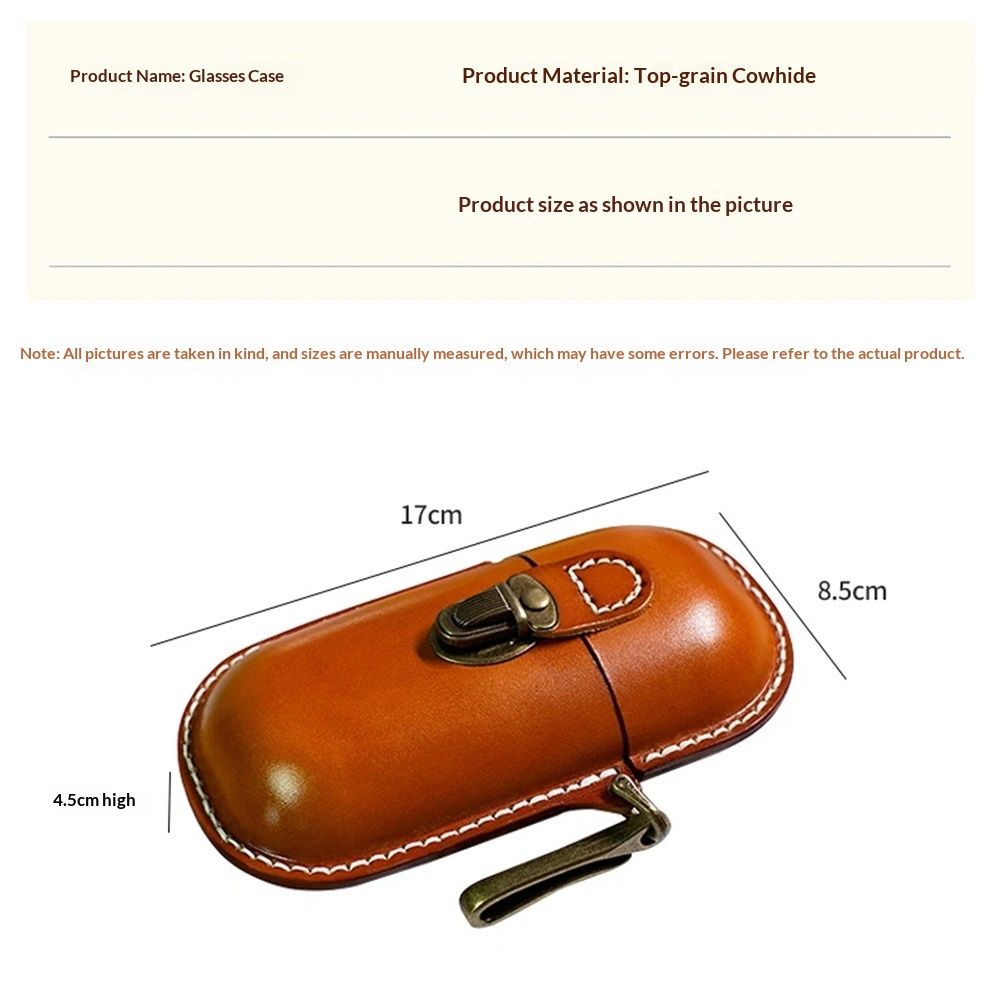Handmade Leather Eyeglass Case Hard Shell Retro Men And Women Sunglasses Nearsighted Glasses Hooks Protection Box.(oniy box)