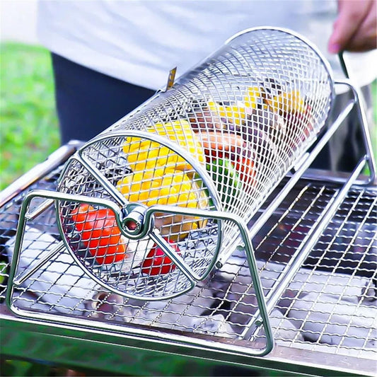 Universal Stainless Steel Rotisserie Grill French Fries Basket Fits for Any Gas Grill Raffle Drum Upgraded Spinner Holds Kemu |Fashion Home Kitchen Beauty