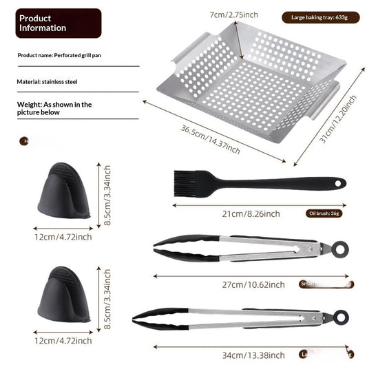 Grill Basket, Stainless Steel Grilling Basket, BBQ Grill Basket Wok for Vegetable, Kabobs, Shrimps, Heavy Duty Stainless Steel Grilling Accessories for All Grills, Dishwasher Safe Kemu |Fashion Home Kitchen Beauty