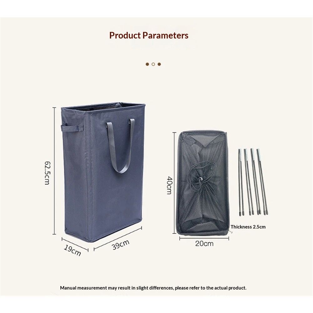 Ultra thin laundry basket, narrow laundry basket with handle, foldable, portable storage box for dirty clothes (dark gray 39*19*60) Kemu |Fashion Home Kitchen Beauty