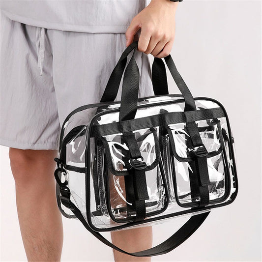 Large Clear Tote Bag for Duffle, Clear Beach Bag for Travel Work, Big Transparent See Through Plastic Bags for Gym Toiletry Makeup Organizer(black) Kemu |Fashion Home Kitchen Beauty