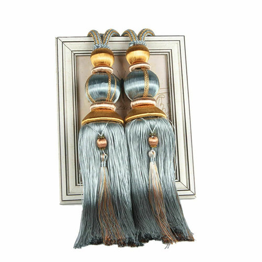 Paired Lantern Single Hanging Ball Tassels Curtains Buckle Sling Binding Lantern Tiebacks Handcrafted Braided Buckle Drapery Curtain Holdbacks Window Treatments for Home 2 Pack (Light Blue) Kemu |Fashion Home Kitchen Beauty