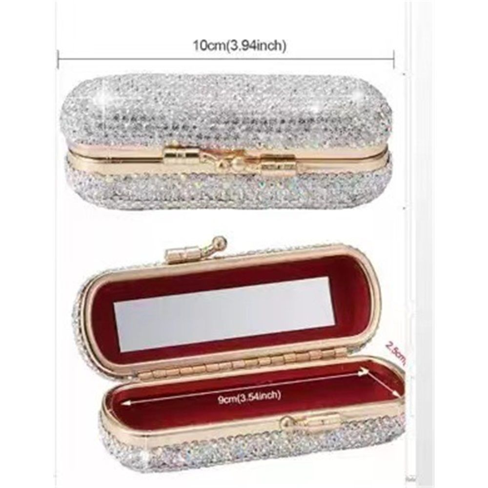 Lipstick protective case with mirror, portable sparkling cosmetics storage rack with lid storage box (gold accessory, white) Kemu |Fashion Home Kitchen Beauty