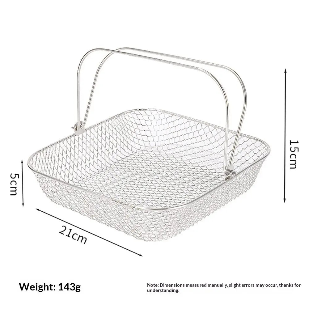 Square Air Fryer Basket Air Fryer Accessories, 304 Stainless Steel Mesh Basket with Handle Replacement Accessory Kemu |Fashion Home Kitchen Beauty