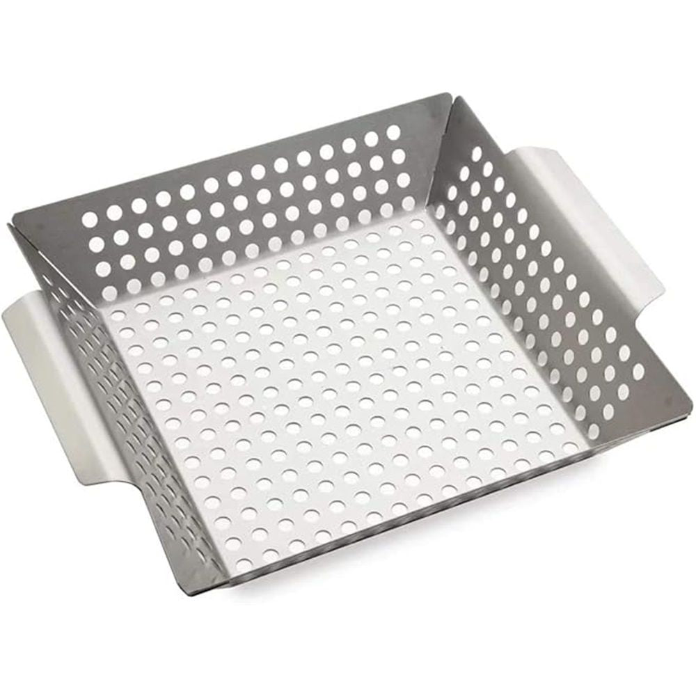 Stainless Steel Grill Basket Large - Grilling Basket for Traeger, Green Egg, Grills - Basket for Veggies, Kabobs, Fish, Chestnuts - (Round hole) Kemu |Fashion Home Kitchen Beauty