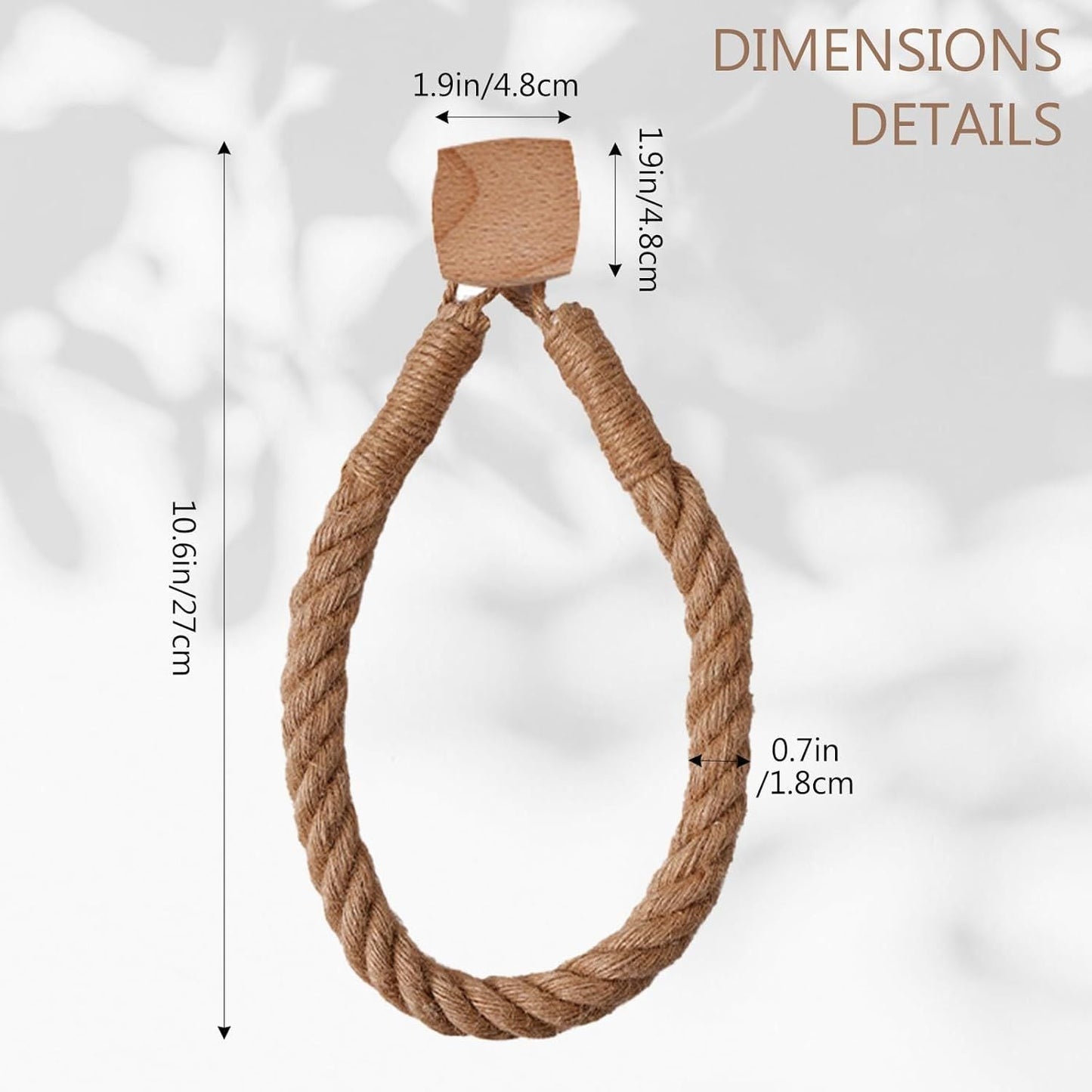 2 Pcs Natural Fiber Rope and Wood Roll Holder NonDrill Design Tissue Storage and Towel Shelf for Rental Homes (square) Kemu |Fashion Home Kitchen Beauty