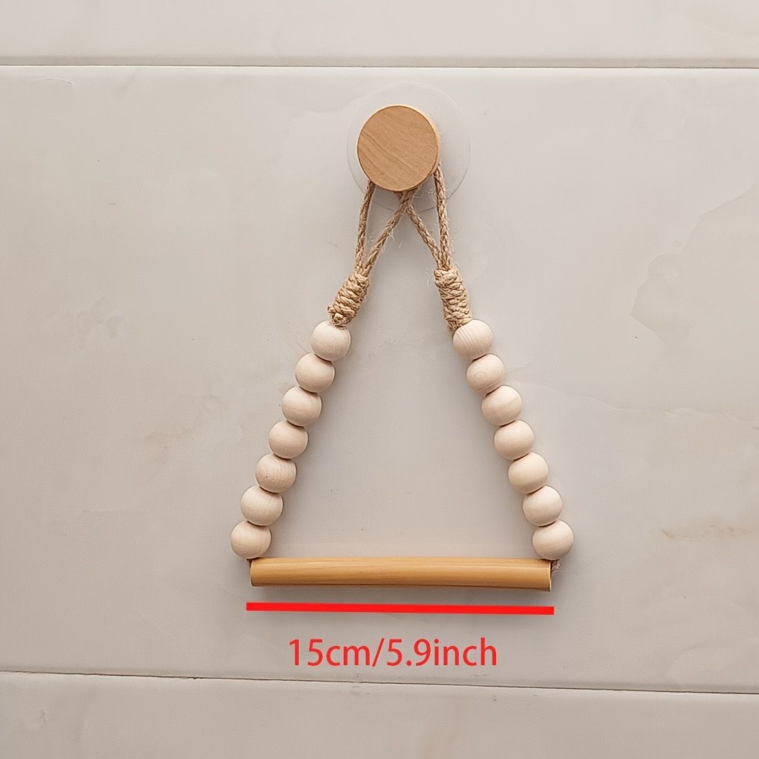 Rope Toilet Paper Holder, Wood Bead Hemp Rope Towel Holder, 2 Pcs Wall Mount Boho Toilet Tissue Holder No-Drill Bathroom Towel Holder Kemu |Fashion Home Kitchen Beauty