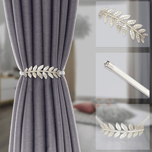 6Pack Curtain Tiebacks Spring Design Curtain Holdback Leaf Carving Design Curtain Ties for Drapes Curtain Ties Backs Curtain Modern Style Curtain Holdback Decor(Sliver Leaf) Kemu |Fashion Home Kitchen Beauty