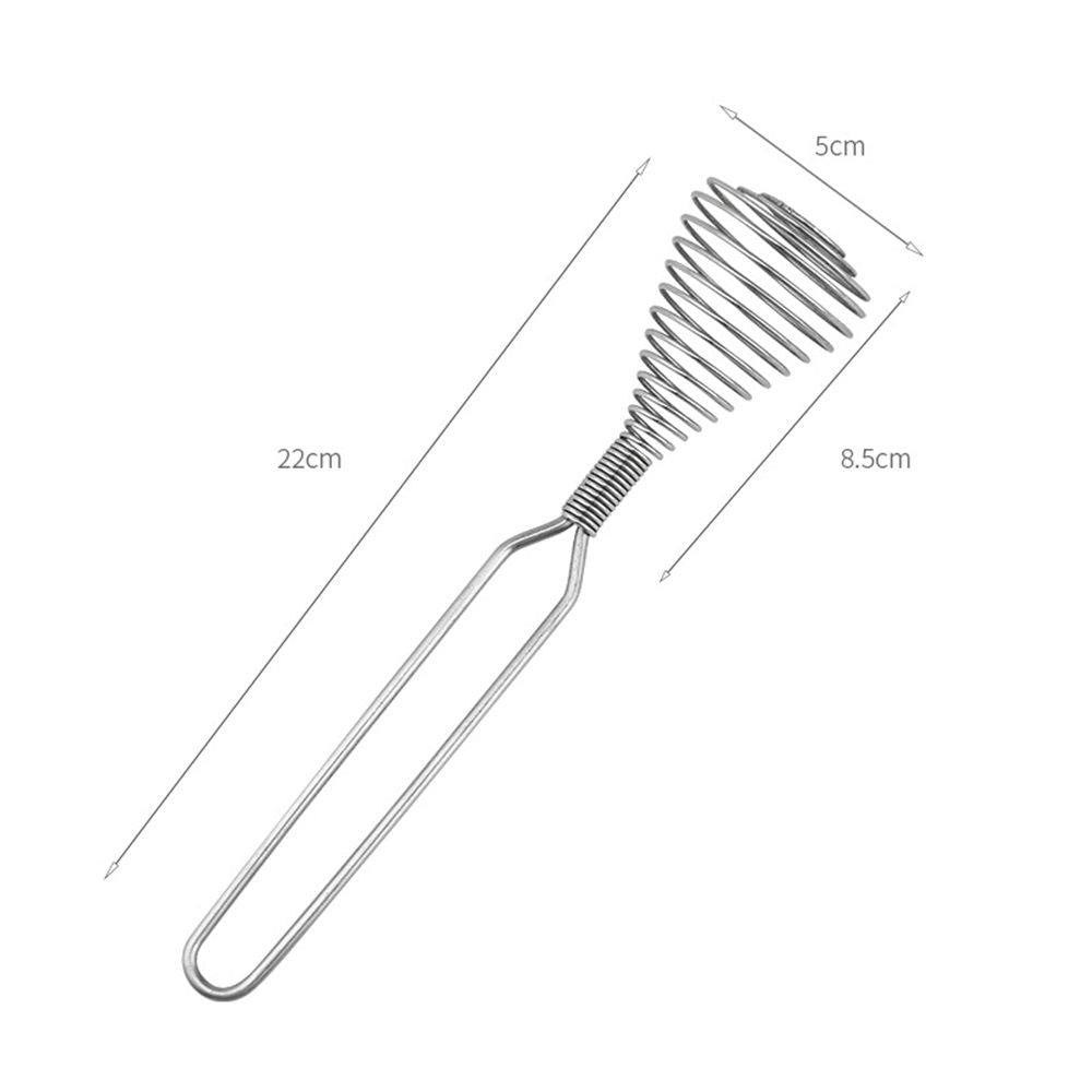 2pcs Mini French Spring Whisk, Silver Stainless Steel Spring Coil Whisk, Hand Eggbeater Egg Mixer Whisk Blender Stirring Beater Kemu |Fashion Home Kitchen Beauty