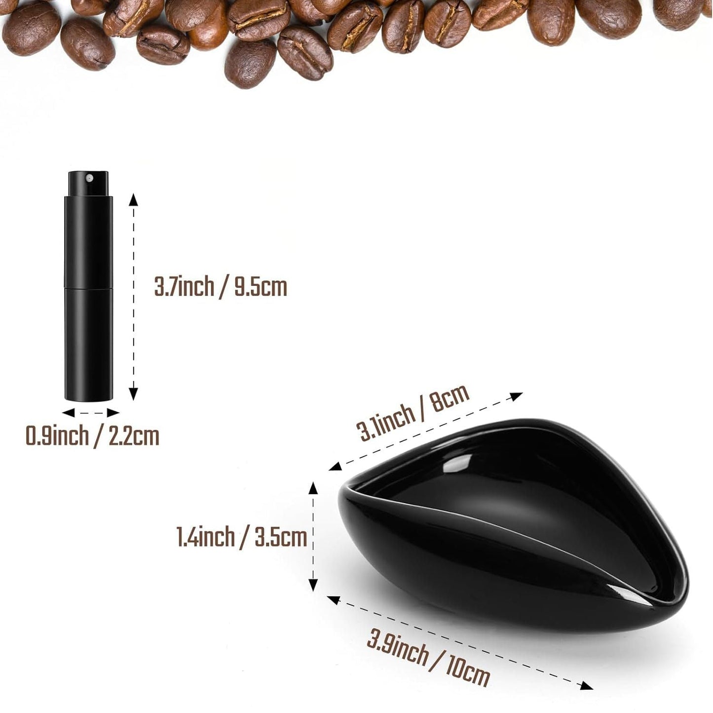 Coffee Bean Dosing Cup and Spray Bottle Kit - Ceramic Single Dosing Tray, Static Reducing Spray (Black) Kemu |Fashion Home Kitchen Beauty