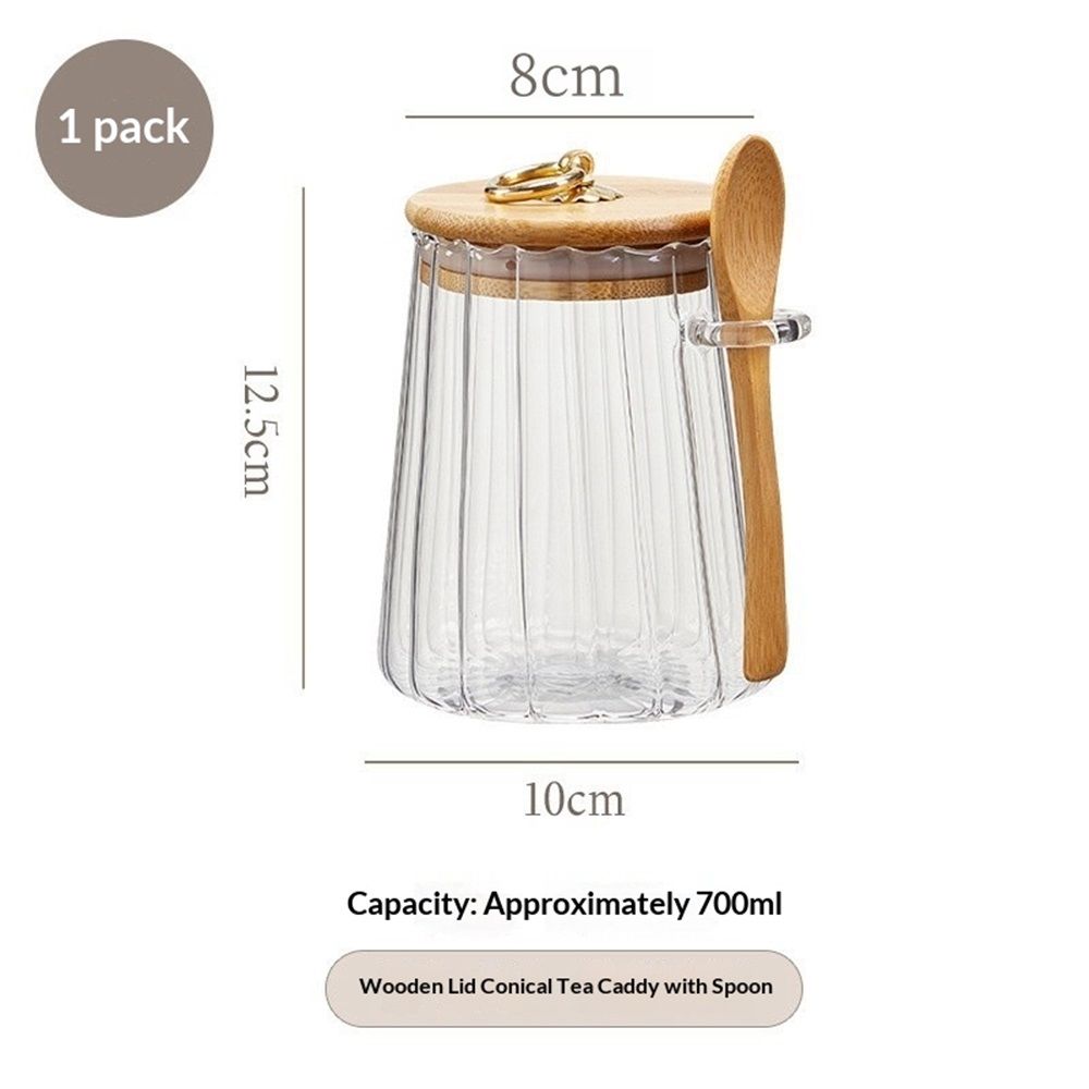 Sugar Bowls Sugar Container Glass Coffee Canister Airtight Storage Jar with Lid and Spoon Candy Jar Coffee Bar Accessories Storage Beans Powder (Conical) Kemu |Fashion Home Kitchen Beauty