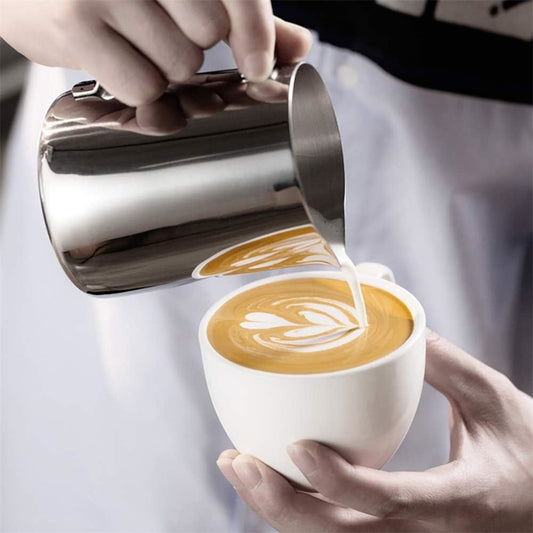 304 Stainless Steel Milk Frothing Pitcher 350ml+Pull flower needle, Espresso Steaming Pitcher with Decorating Pen for Espresso Machines, Cappuccino Kemu |Fashion Home Kitchen Beauty