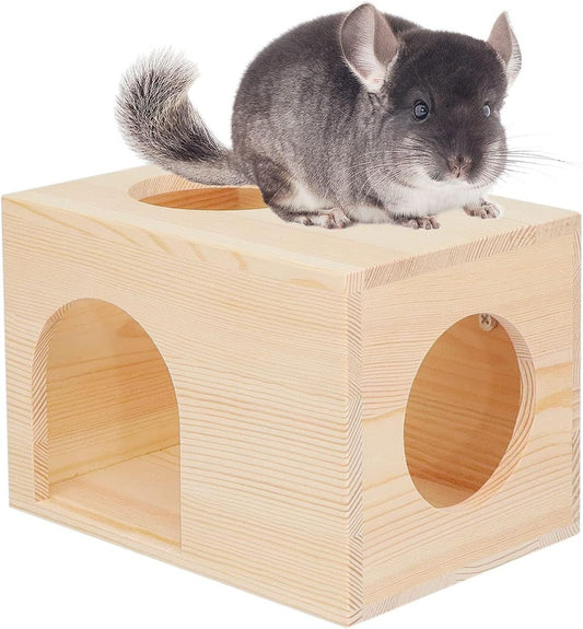Pet Totoro Cabin - Natural Wooden Small Animal Hiding Place for Totoro Squirrels Square Evacuation House Kemu |Fashion Home Kitchen Beauty