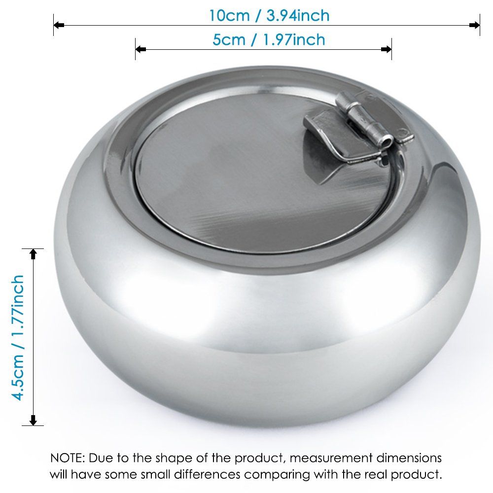 Stainless Steel Cigarette Ashtray with Lid, maxin Smokeless Ashtray Indoor Desktop Smoking Ash Tray for Home office Decoration- Gold Small Size Kemu |Fashion Home Kitchen Beauty