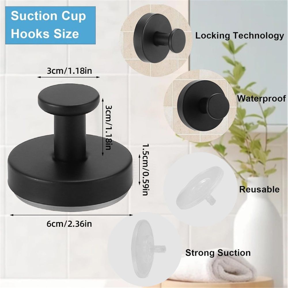 Suction Cup Hooks for Shower, Removable Towel Hooks for Bathrooms Wall, Glass, Window No Drill Shower Suction Hooks for Hanging, Robe, Loofah, Wreath 4 Pcs Black Kemu |Fashion Home Kitchen Beauty