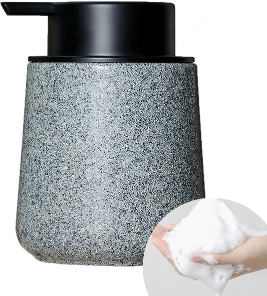 Liquid Soap Dispenser with Easy-to-Press Pump, 250ML Refillable Hand Soap Dispenser with Extended Spout for Bathroom Kitchen Dish Lotion, Modern Stone Texture (Marble pattern - dark gray) Kemu |Fashion Home Kitchen Beauty