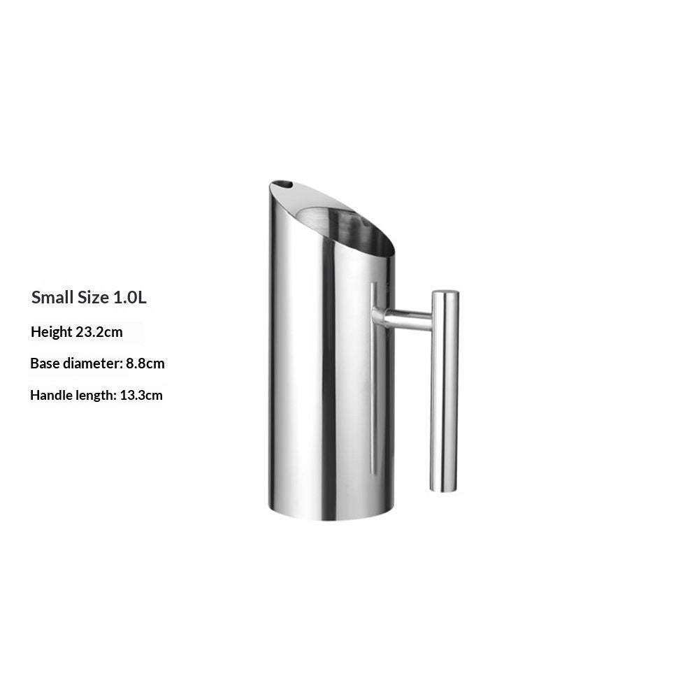 Stainless Steel Water Pitcher for Home and Bar Polished Metal Beverage Container for Cold Drinks Juice Tea and Cocktail Mixing Fridge Pitcher 1.0L Kemu |Fashion Home Kitchen Beauty