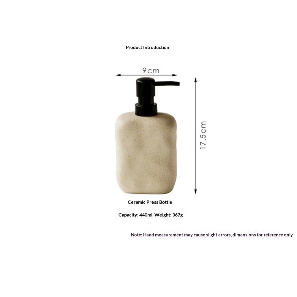 Modern Ceramic Soap Dispenser, Beige Speckled Finish, Black Pump Top, Refillable Liquid Container for Bathroom Kitchen(440 ml) Kemu |Fashion Home Kitchen Beauty